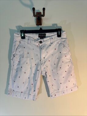 Knickerbocker White Embroidered Nautical Flat-Front Men’s Shorts